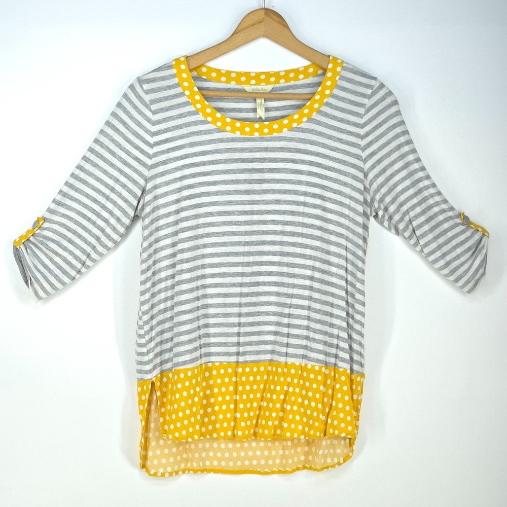 Matilda Jane Oracle Tunic Top Womens Large Stripes Polka Dots Mom Cottage Preppy